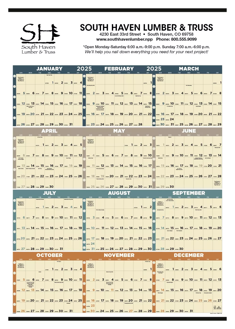 Gestion du temps sur une année (non plastifié)