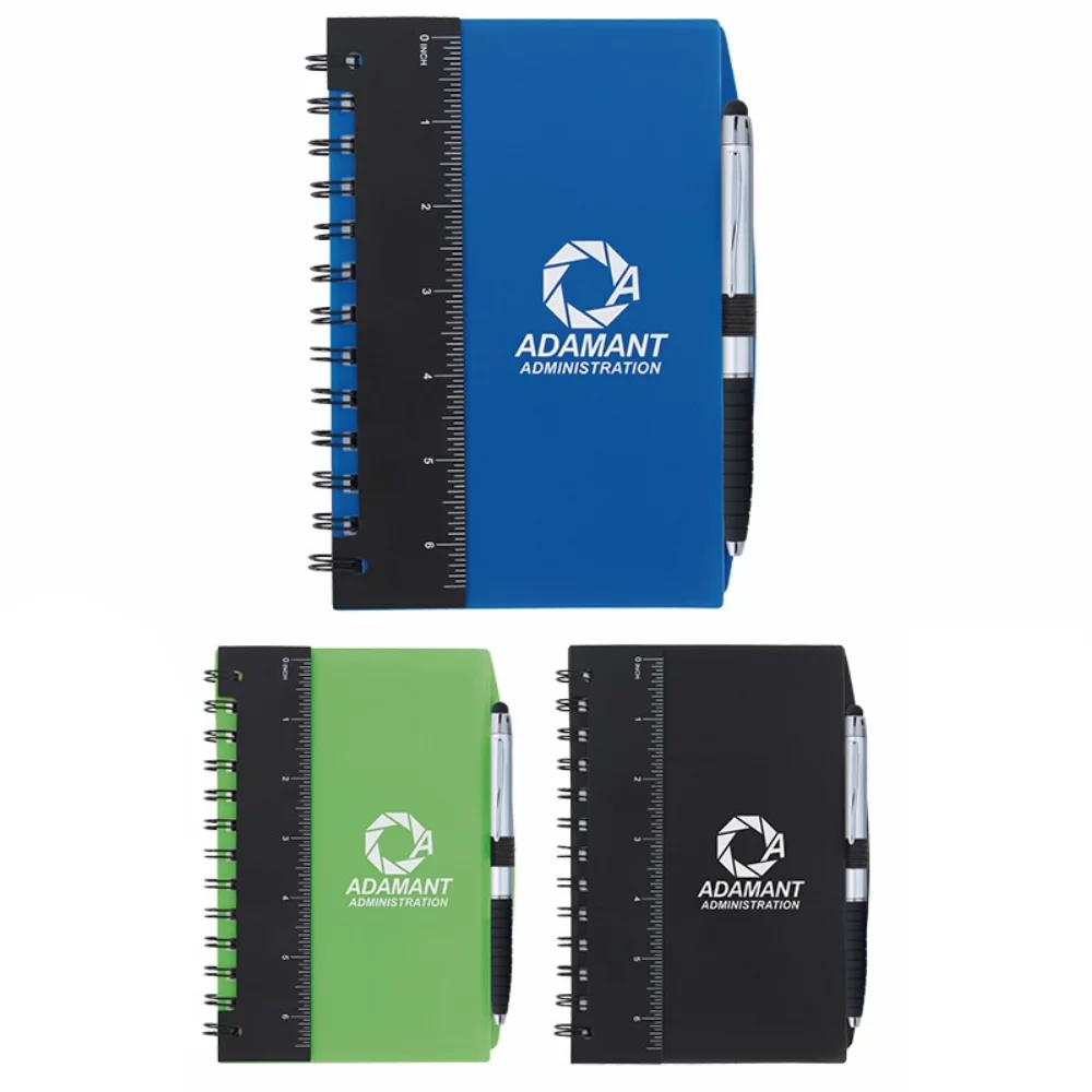 5" x 7" Ruler Notebook with Flags and Stylus Pen