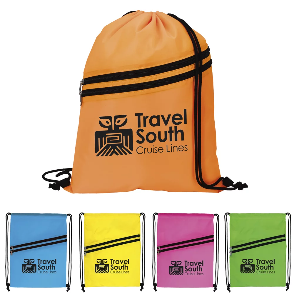 Sac à dos à cordon multi-zip néon