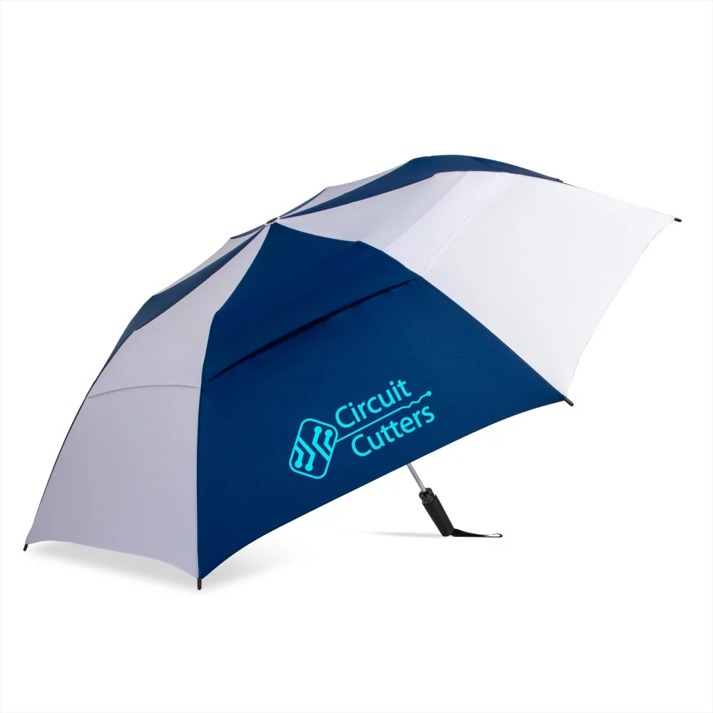 Parapluie compact GoGo® de Shed Rain™ Windjammer® RPET de 58 pouces avec ouverture automatique et ventilation jumbo.