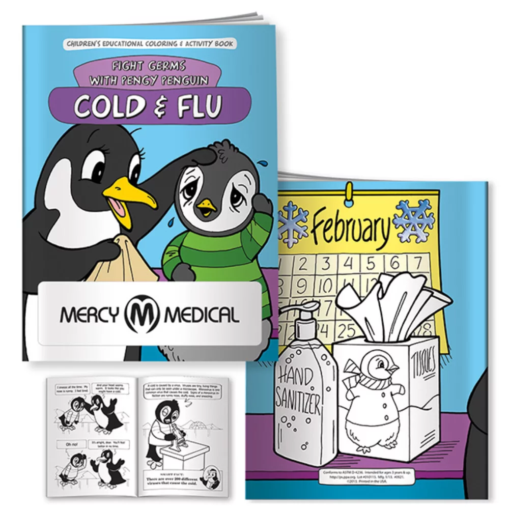 Livre de coloriage : Combattez les germes du rhume et de la grippe avec Pengy