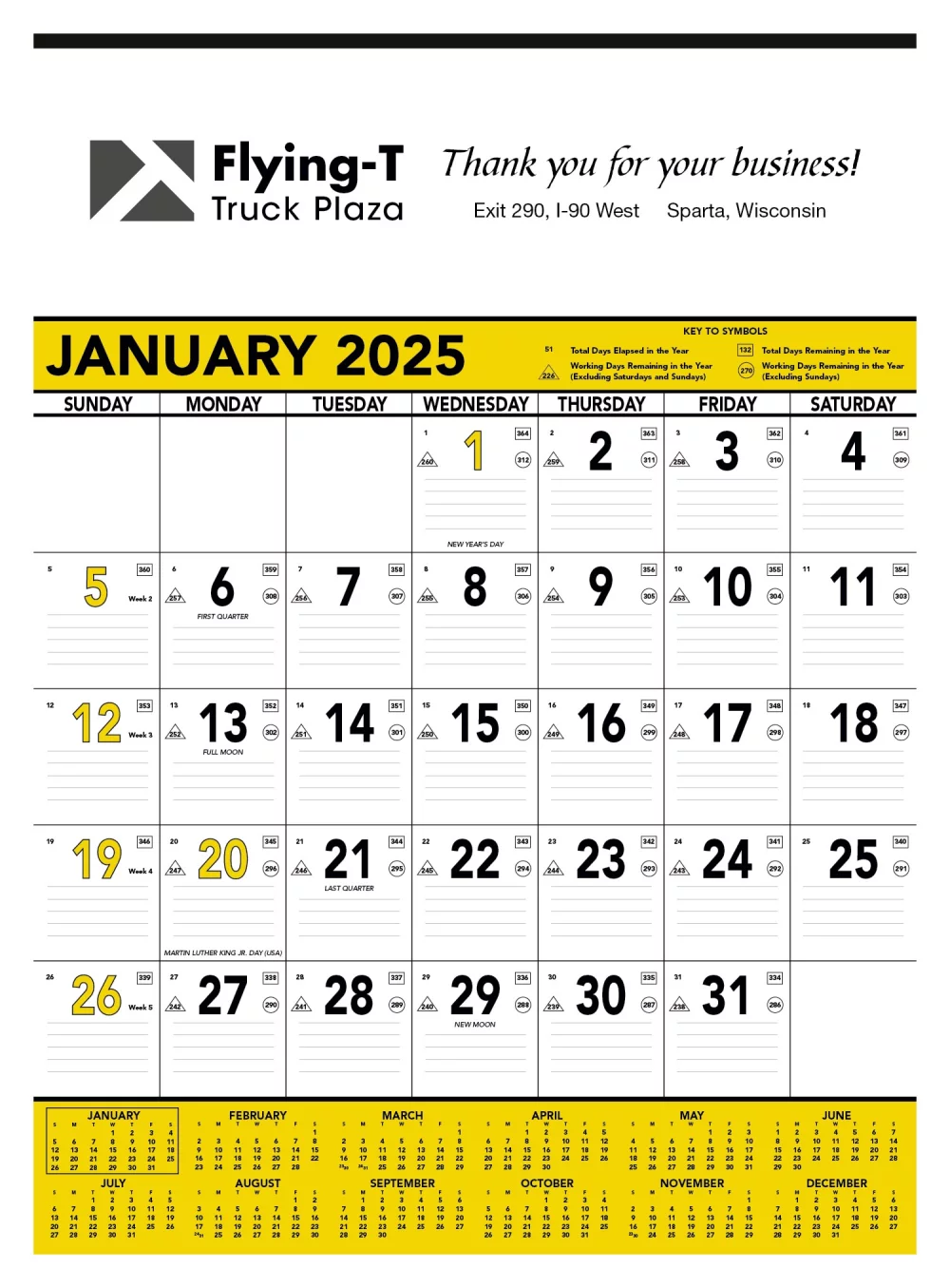 Triumph® Calendriers Mémo pour entrepreneurs jaune et noir