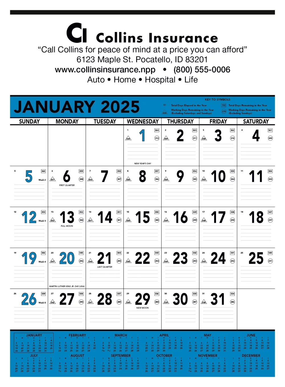 Triumph® Calendriers Mémo pour entrepreneurs bleu et noir