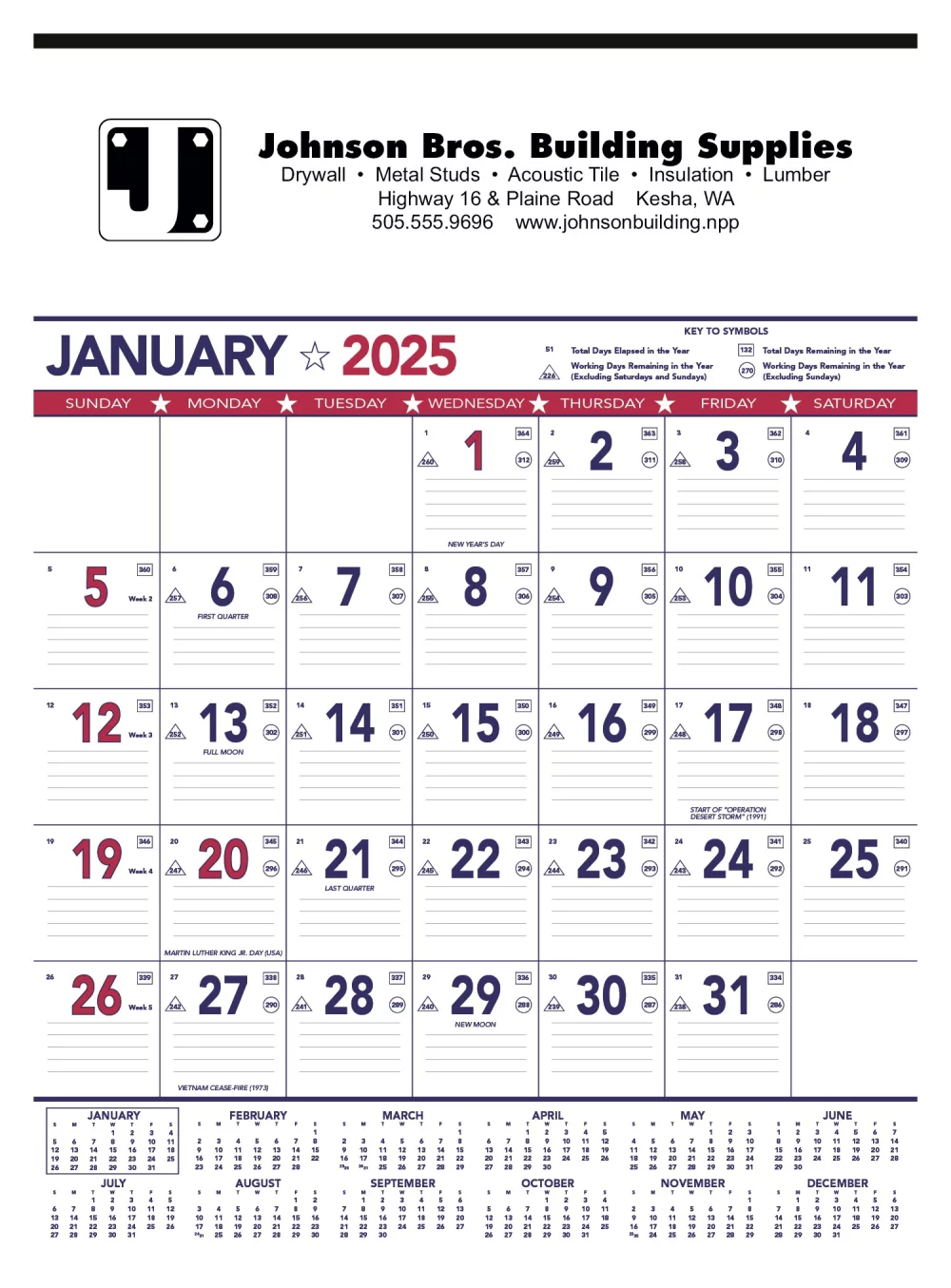 Triumph® Calendars Patriotic Contractor Memo