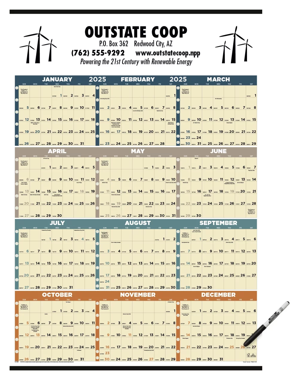 Gestion du temps sur une année (plastifié avec marqueur)