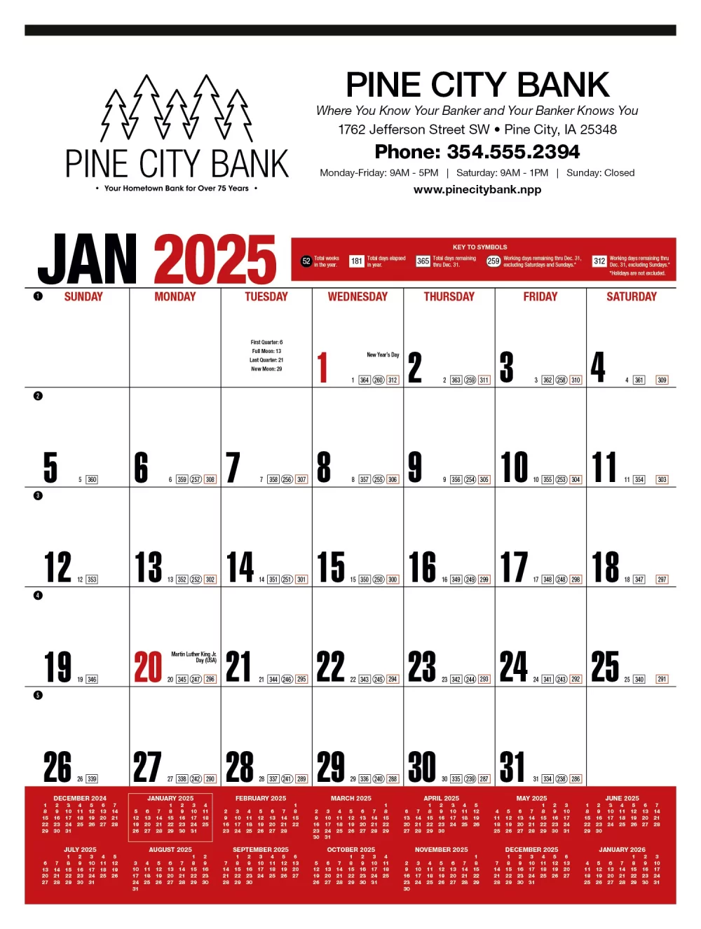Yearly Record® Red Calendar