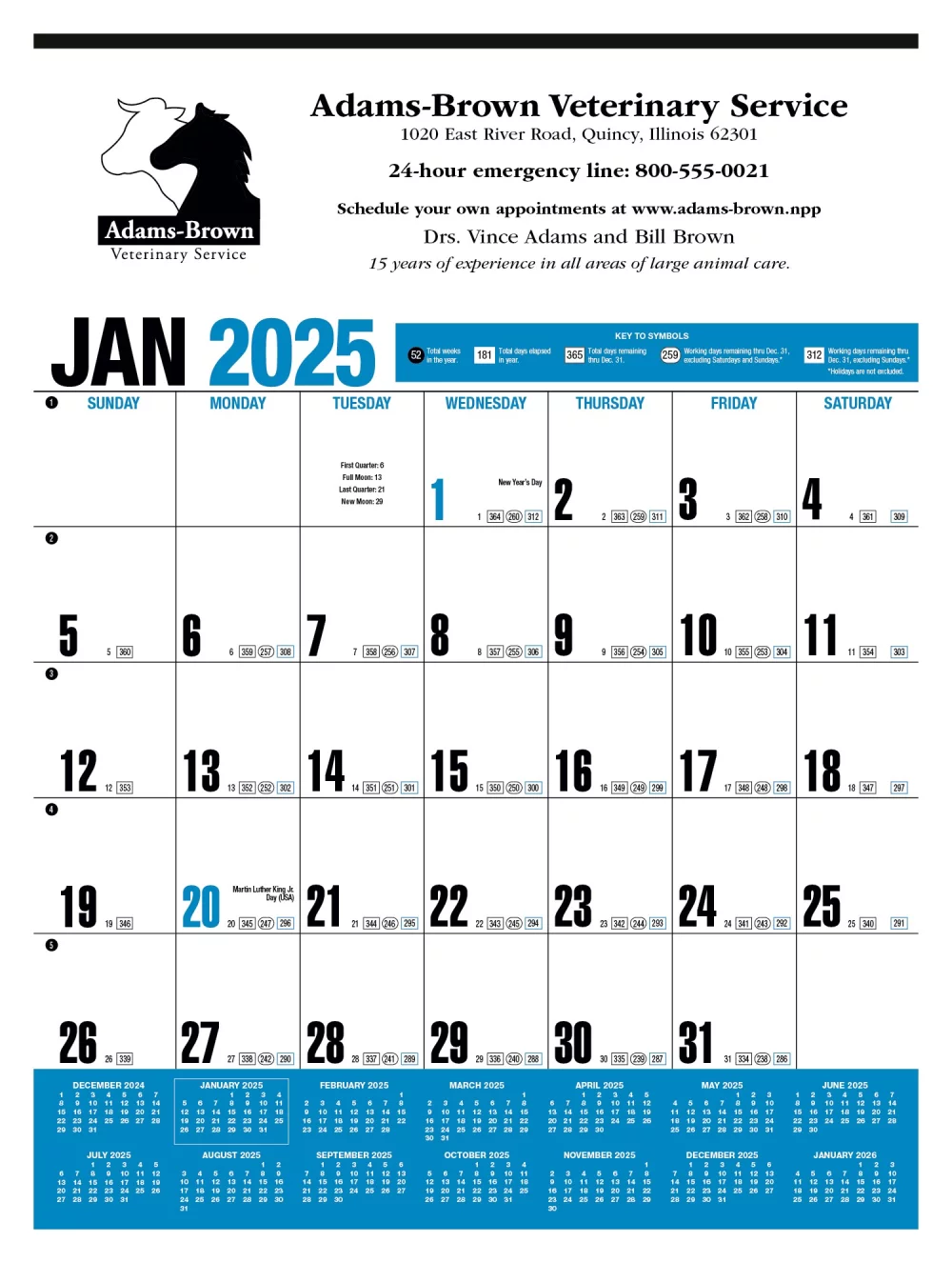 Calendrier bleu Yearly Record®