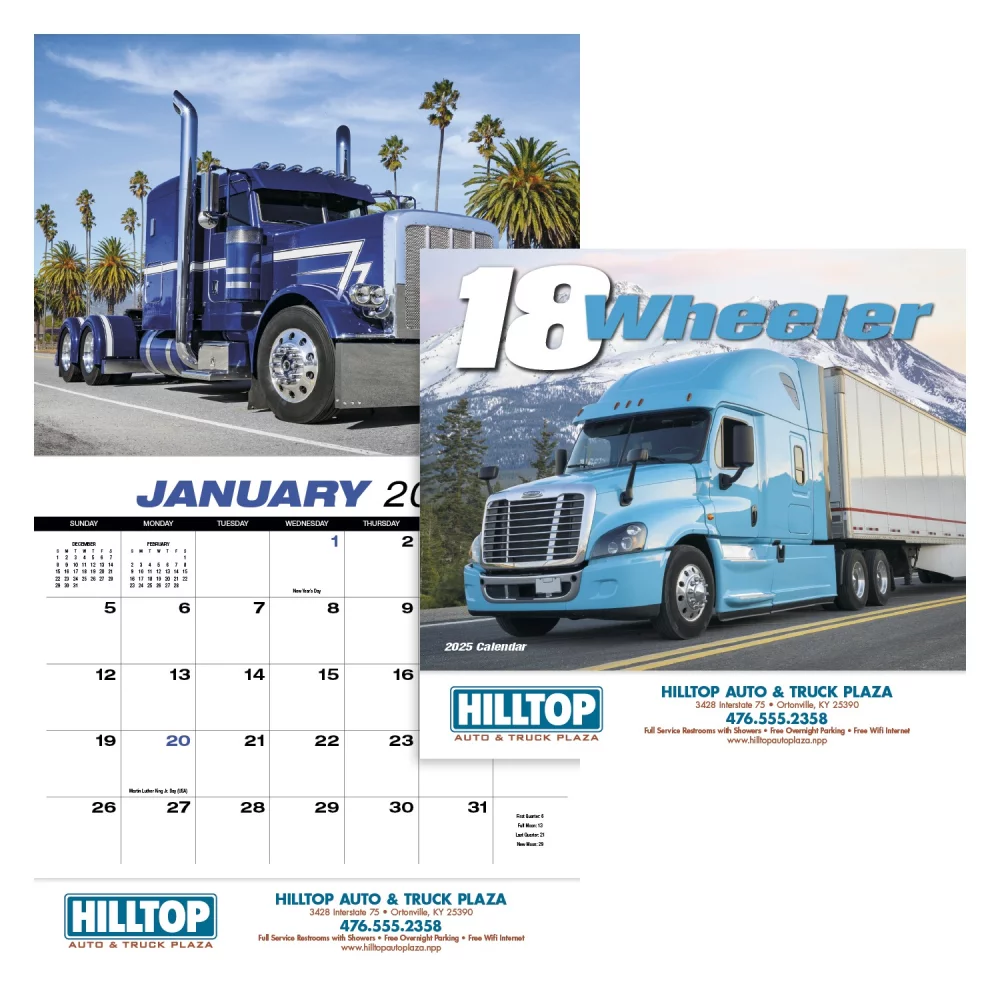 Calendrier mural de rendez-vous pour camions de 18 roues - Agrafé
