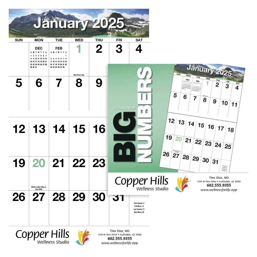 Calendrier de rendez-vous à grands chiffres - Agrafé