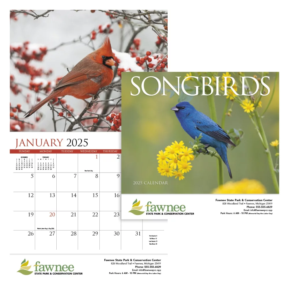Calendrier de rendez-vous des oiseaux chanteurs - Agrafé