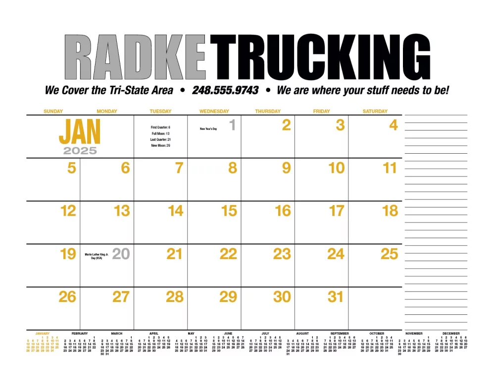 Calendrier de bureau sur 13 mois