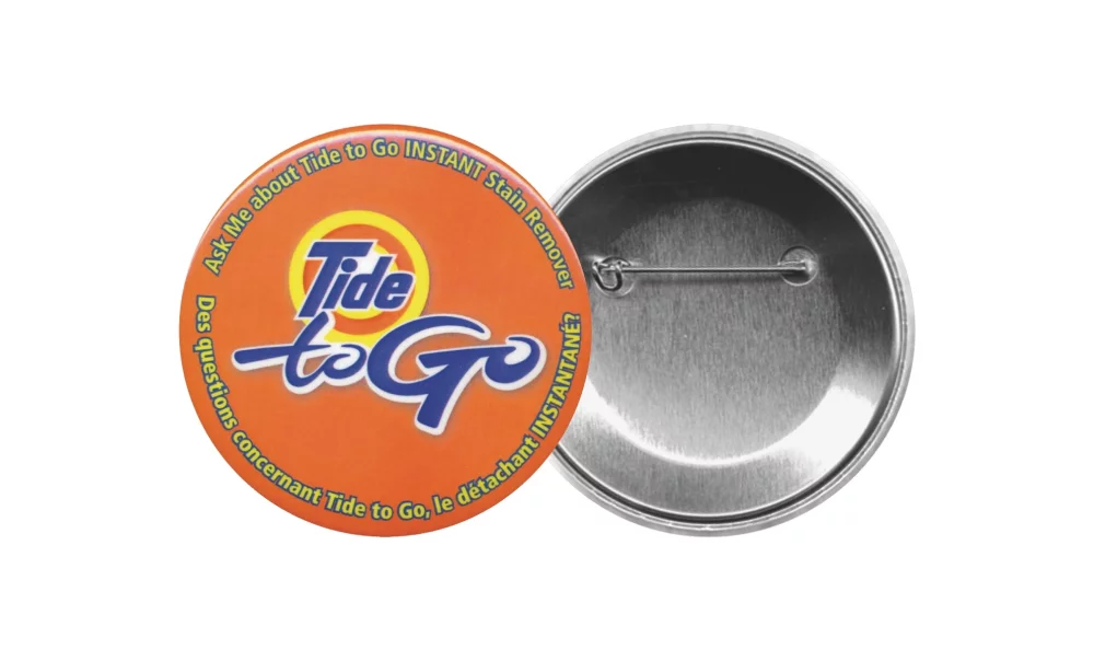 Bouton - Dos de broche rond de 2-1/2 pouces - Impression numérique en 4 couleurs processus