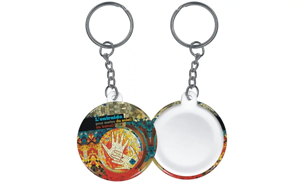 Bouton - Rond 1-3/4'' Porte-clés - Impression numérique en 4 couleurs processus