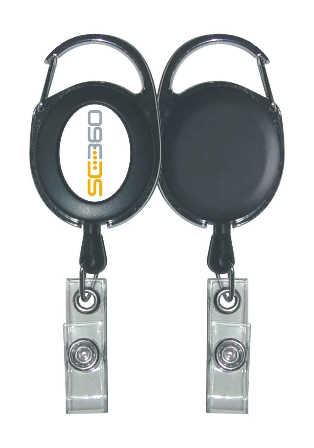 Retractable Holder Carabiner - Black - Printed 4 color process