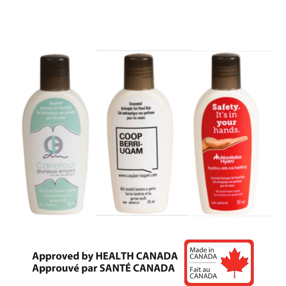 Antiseptic Gel hands sanitizer 30ml with 4 colors process label