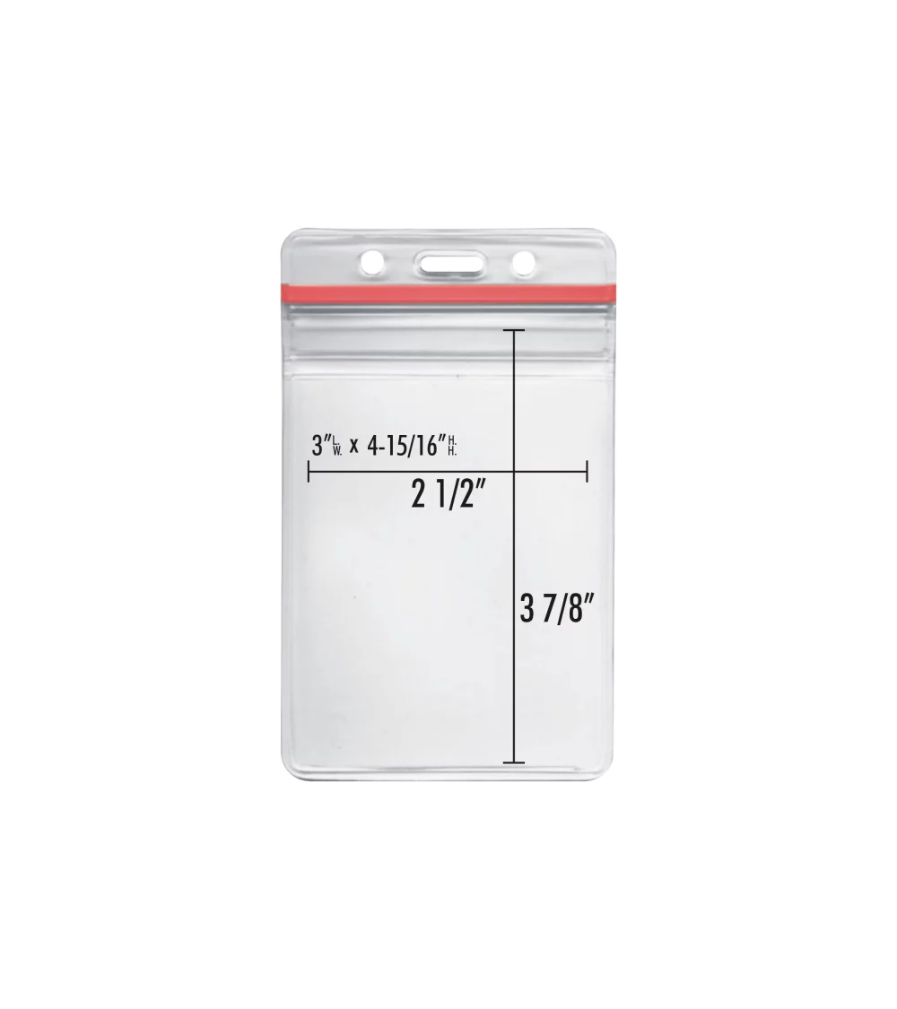 Porte-badge en vinyle pour convention, pochette toutes saisons avec fermeture à zip-lock "V".