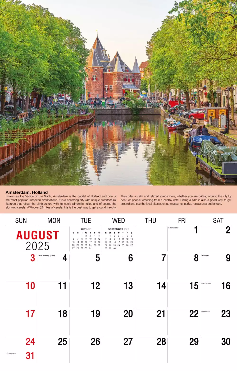 Calendrier mural Galleria 2025 Voyages dans le monde