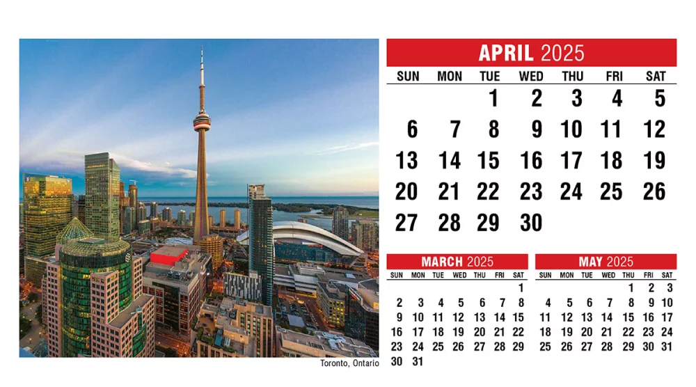 Scènes du Canada (anglais) Calendrier de bureau à chevalet