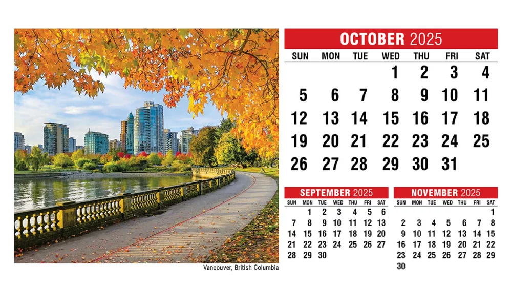 Scènes du Canada (anglais) Calendrier de bureau à chevalet