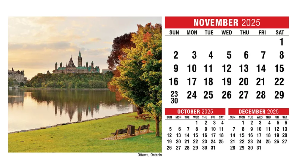 Scènes du Canada (anglais) Calendrier de bureau à chevalet