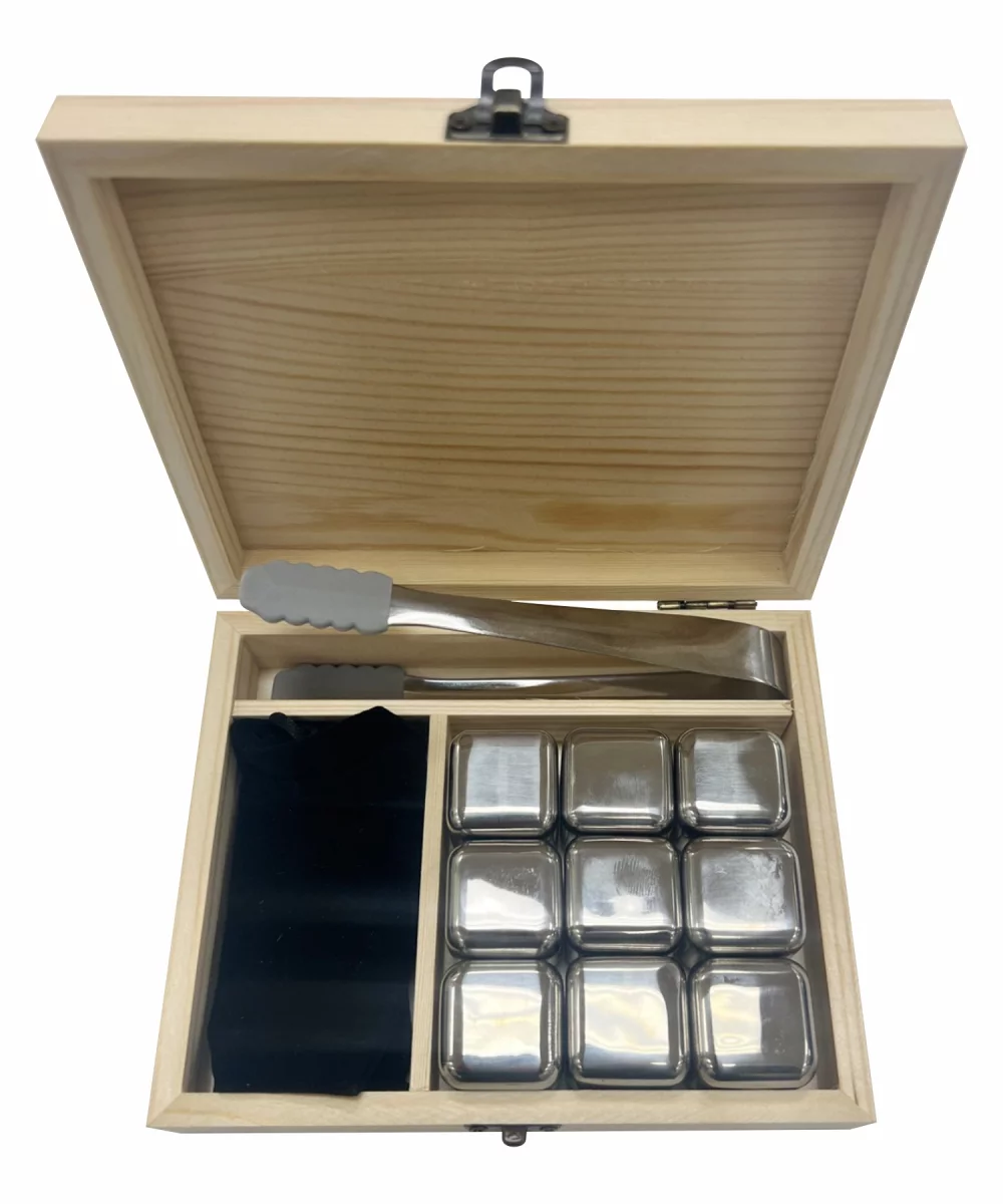 Stainless steel 9 Pack Ice Cube Whiskey Stones Set (3-5 Days) NEW