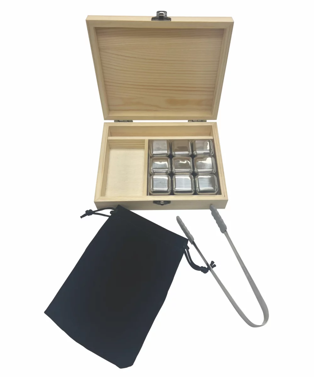Stainless steel 9 Pack Ice Cube Whiskey Stones Set (3-5 Days) NEW