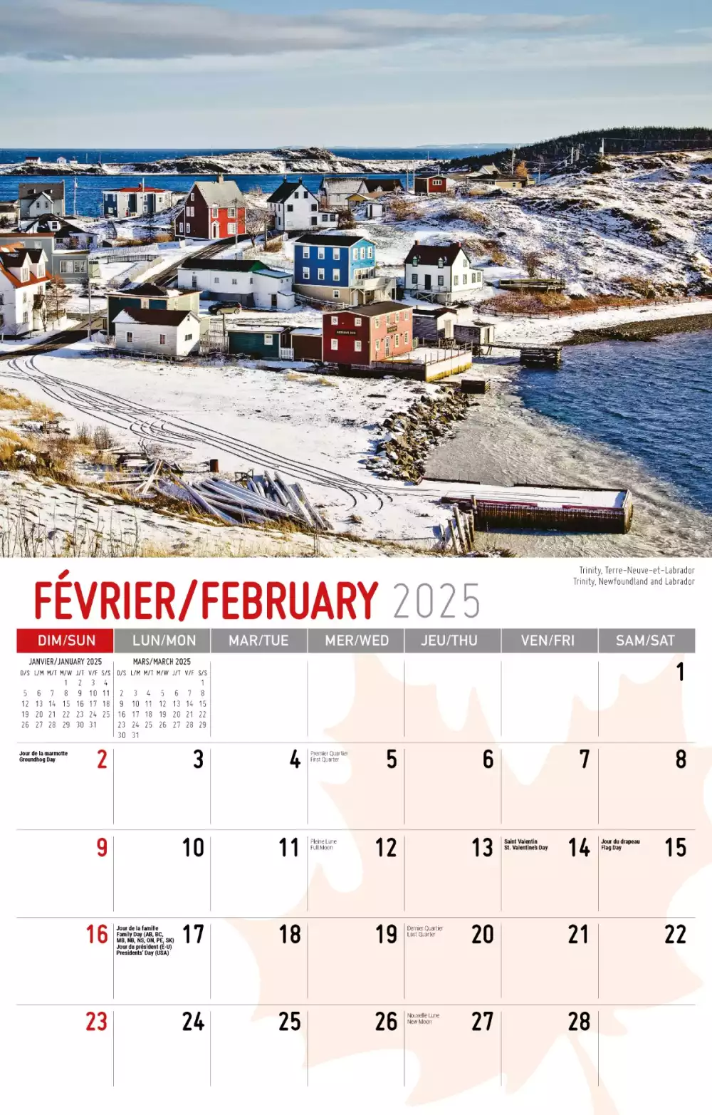 Calendrier mural Galleria 2025 Scènes du Canada (anglais/français)