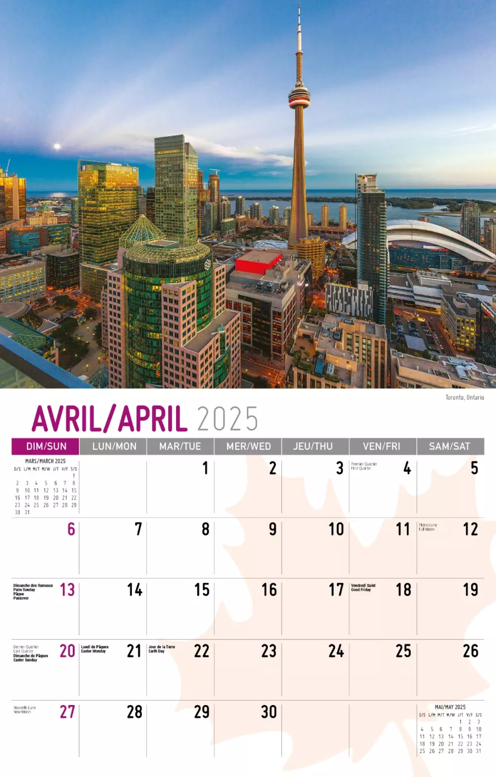 Calendrier mural Galleria 2025 Scènes du Canada (anglais/français)