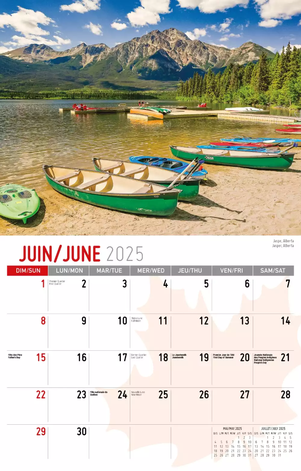Calendrier mural Galleria 2025 Scènes du Canada (anglais/français)