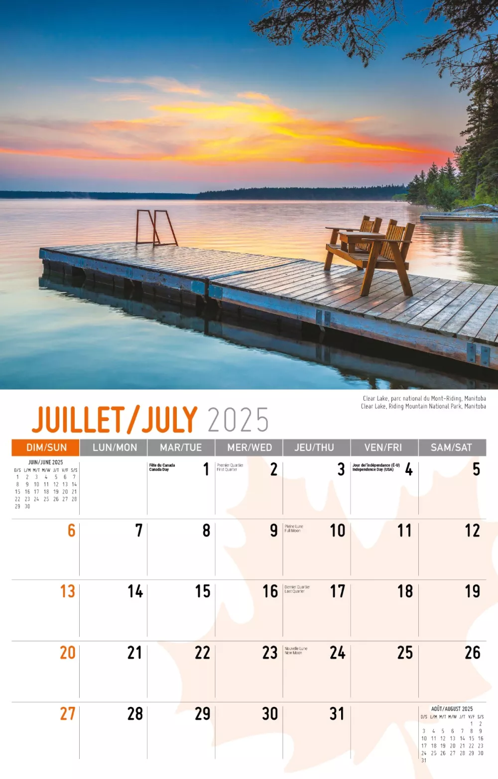Calendrier mural Galleria 2025 Scènes du Canada (anglais/français)