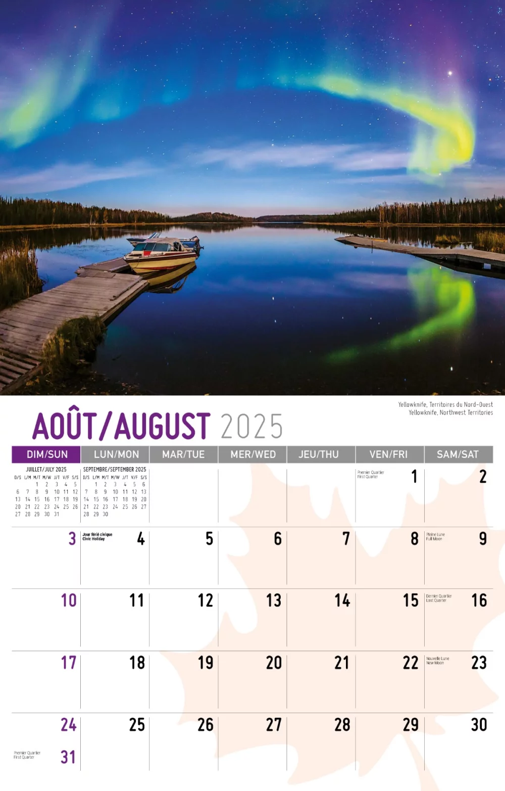 Calendrier mural Galleria 2025 Scènes du Canada (anglais/français)