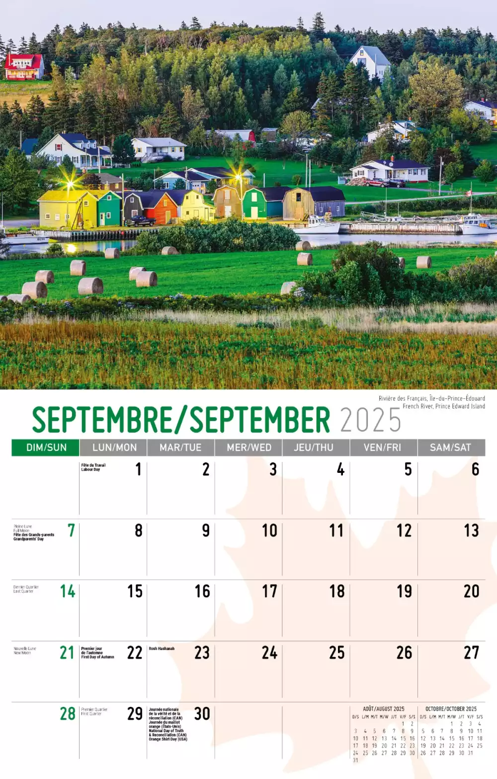 Calendrier mural Galleria 2025 Scènes du Canada (anglais/français)
