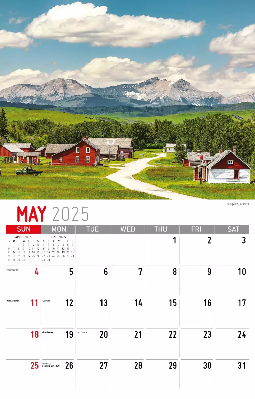 Calendrier mural Galleria 2025 Scènes de l'Ouest du Canada