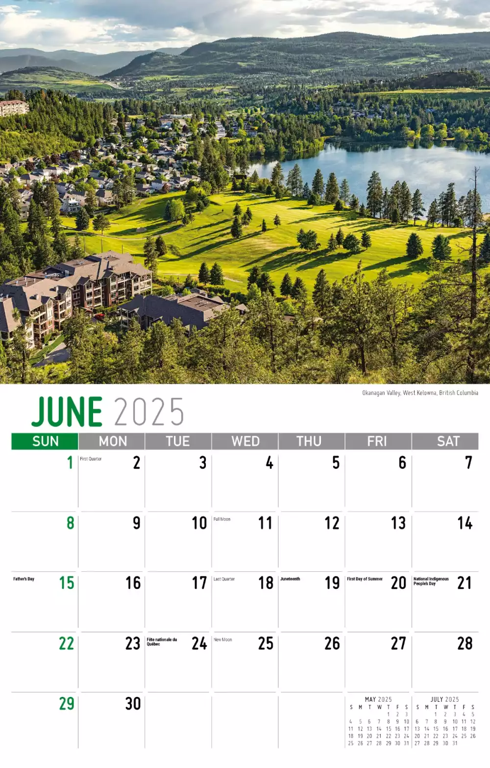 Calendrier mural Galleria 2025 Scènes de l'Ouest du Canada