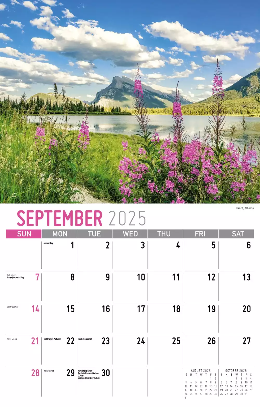 Calendrier mural Galleria 2025 Scènes de l'Ouest du Canada