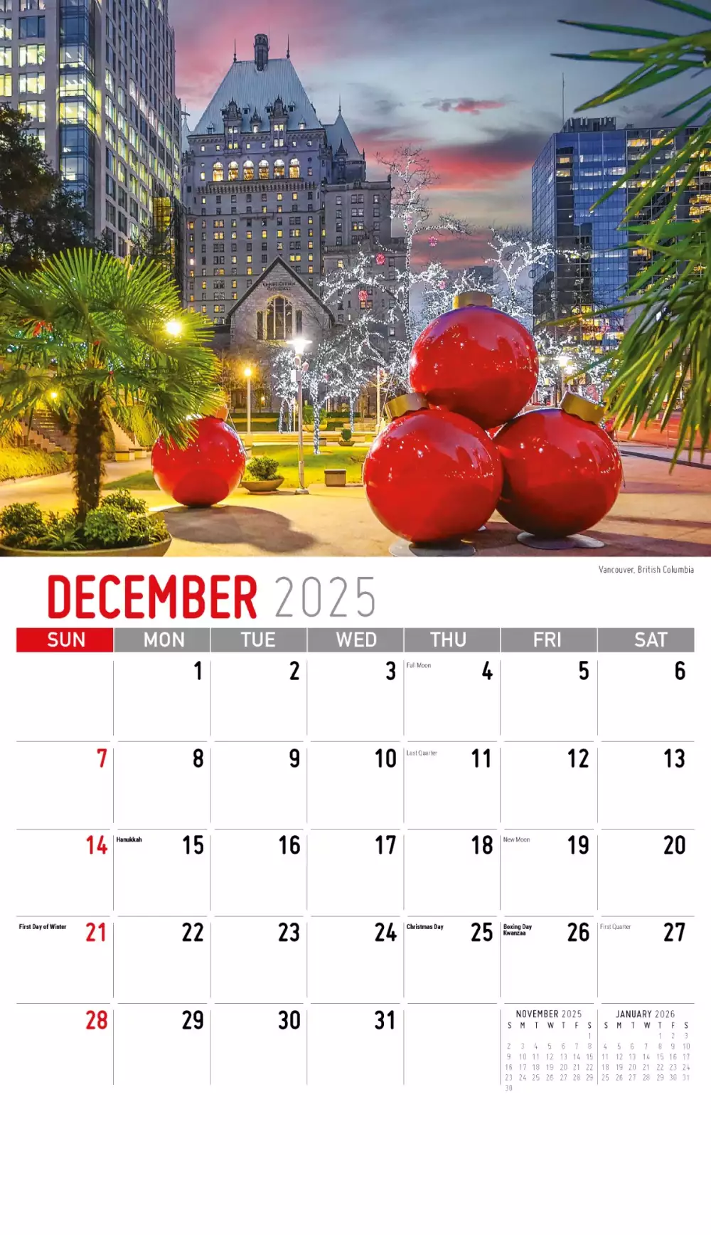 Calendrier mural Galleria 2025 Scènes de l'Ouest du Canada
