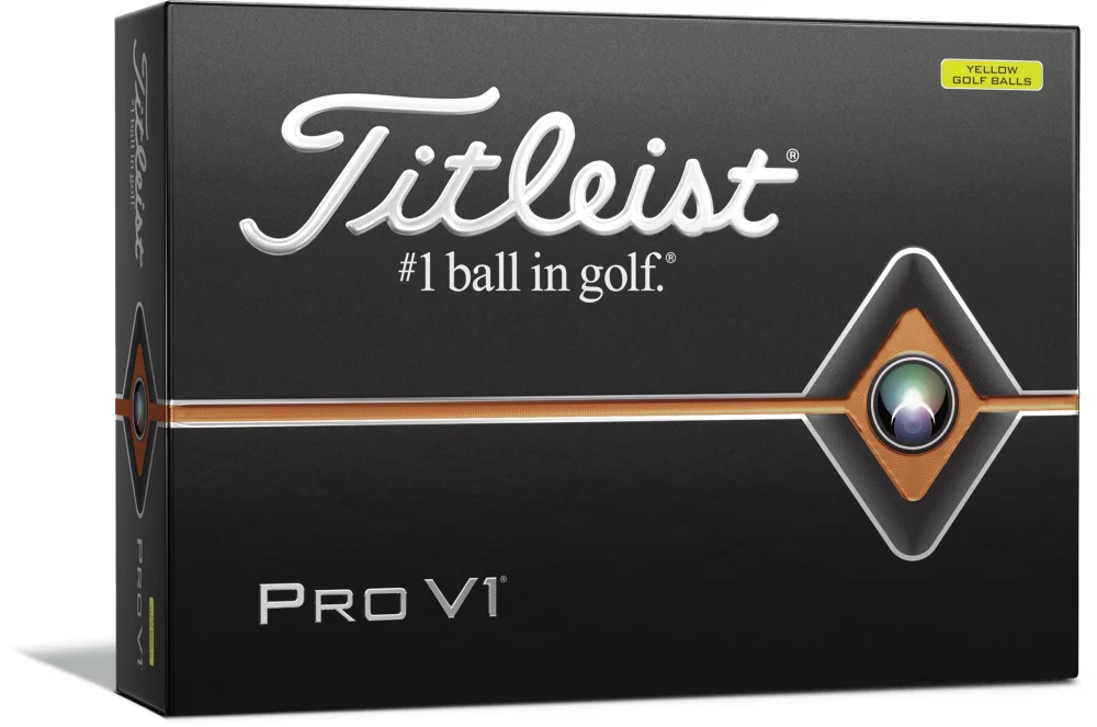 Pack de 12 balles de golf Titleist Pro V1 jaunes (10-15 jours)