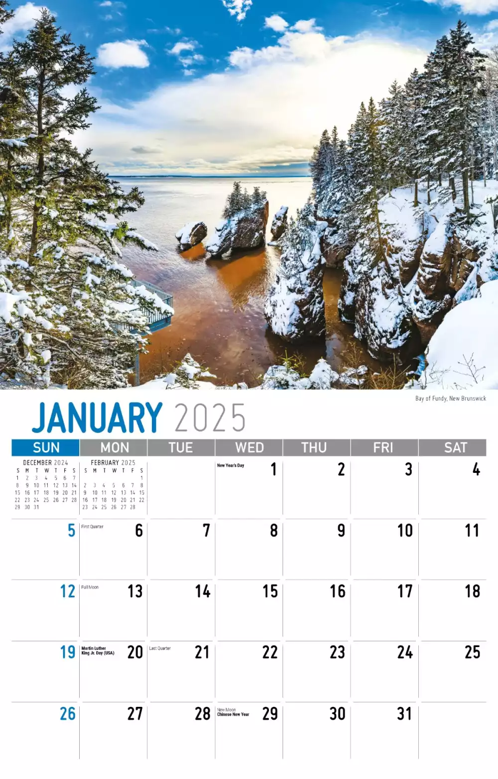 Calendrier mural Galleria 2025 Scènes du Canada atlantique