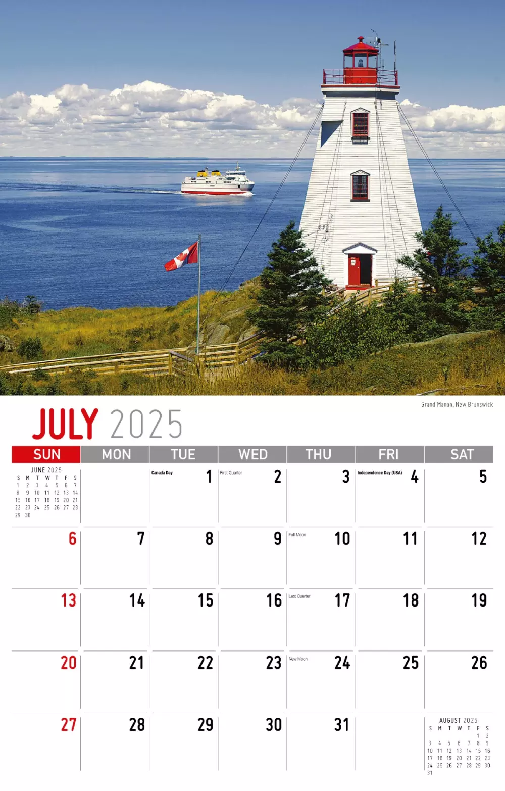 Calendrier mural Galleria 2025 Scènes du Canada atlantique