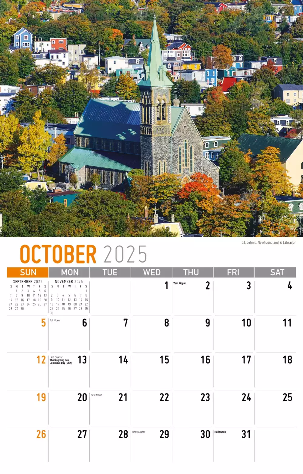 Calendrier mural Galleria 2025 Scènes du Canada atlantique