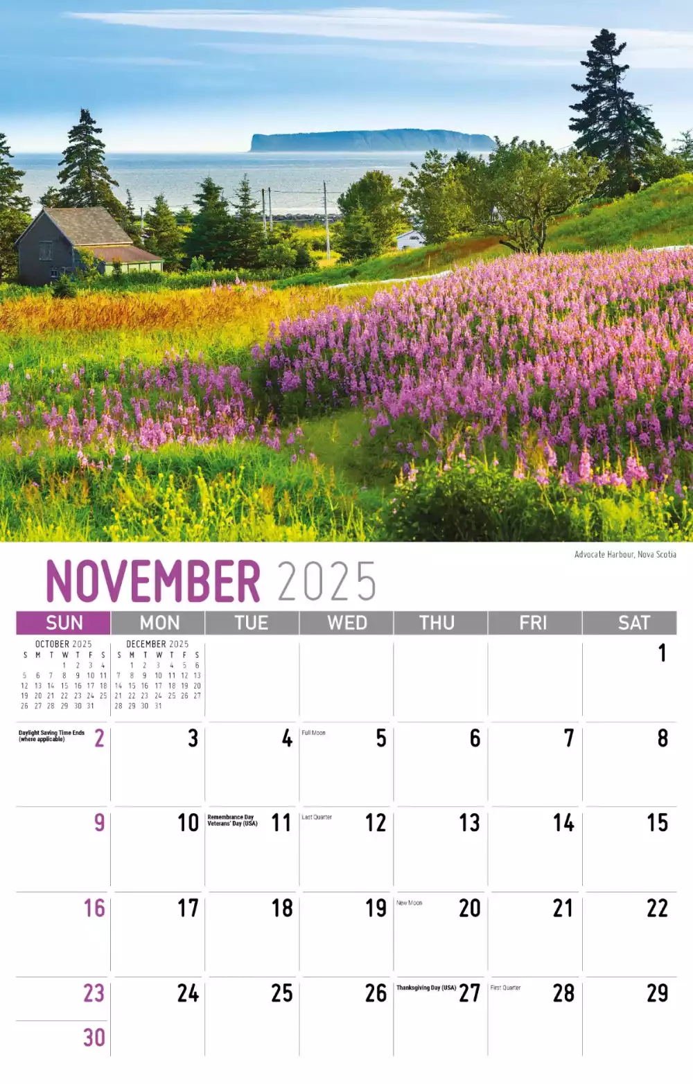 Calendrier mural Galleria 2025 Scènes du Canada atlantique