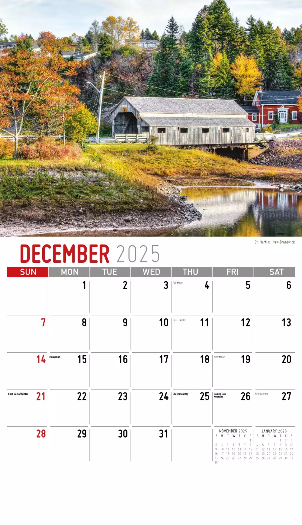 Calendrier mural Galleria 2025 Scènes du Canada atlantique