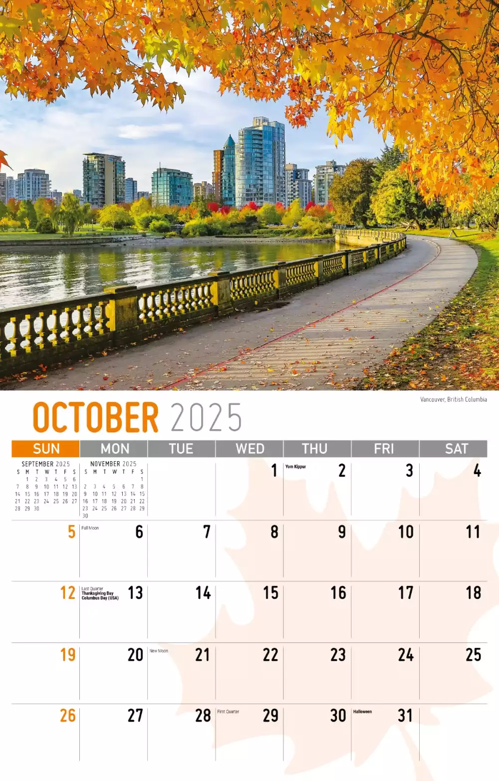 Calendrier mural Galleria 2025 Scènes du Canada (anglais)