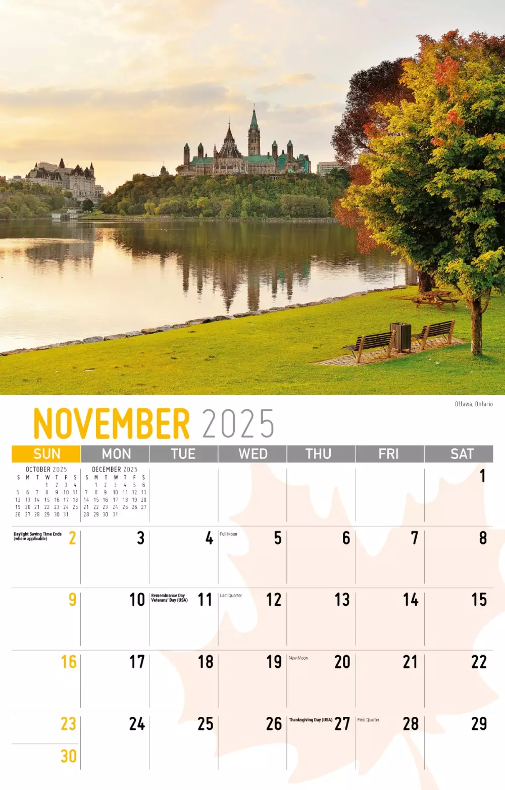 Calendrier mural Galleria 2025 Scènes du Canada (anglais)