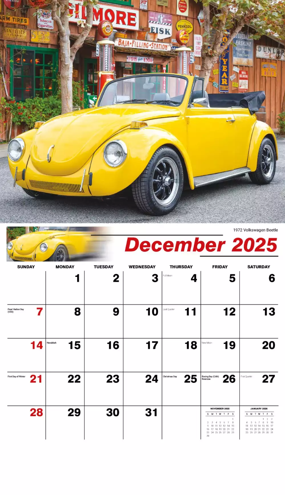Calendrier mural Galleria 2025 Voitures Classiques