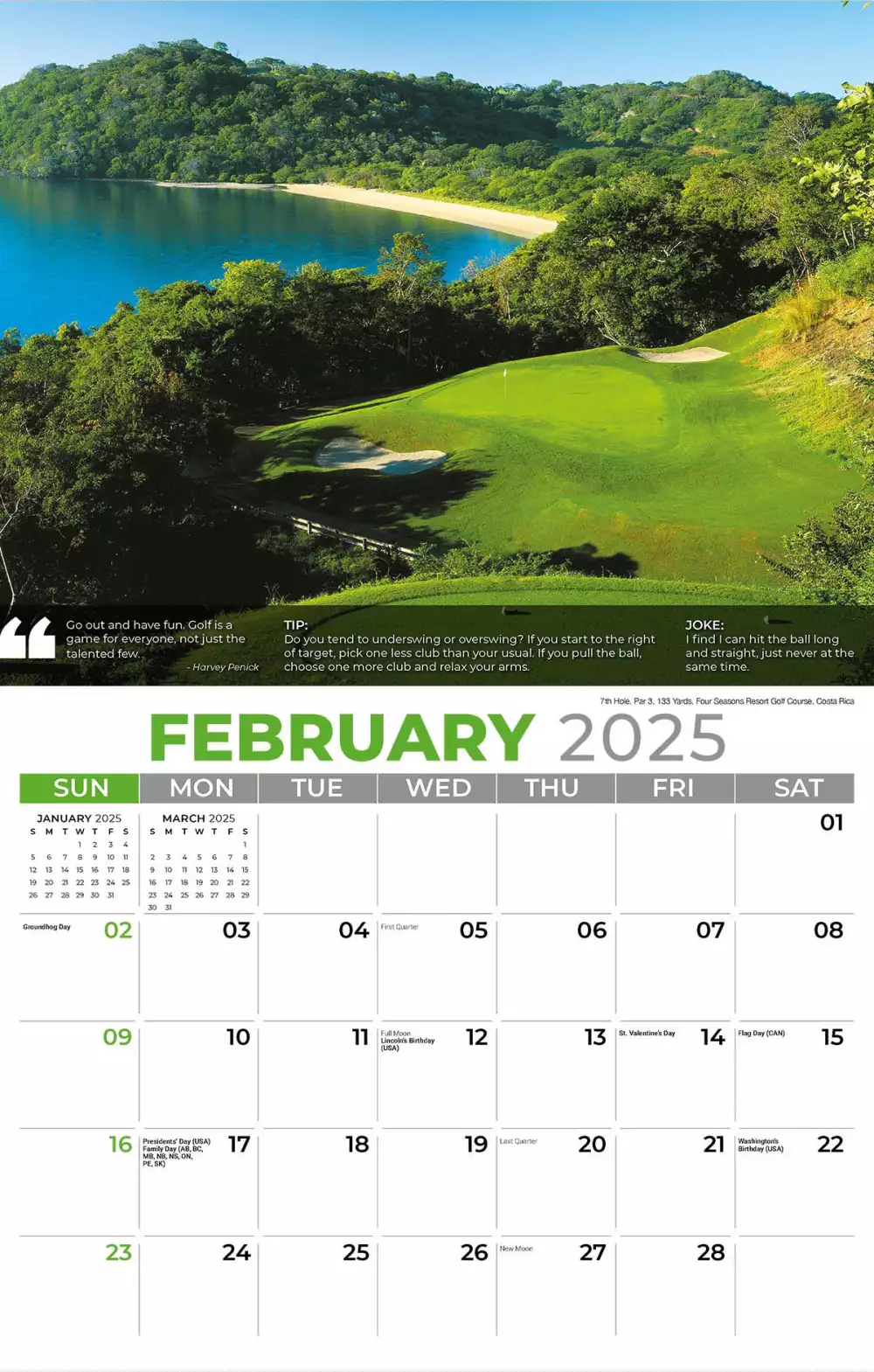 Calendrier mural Galleria 2025 Conseils de golf