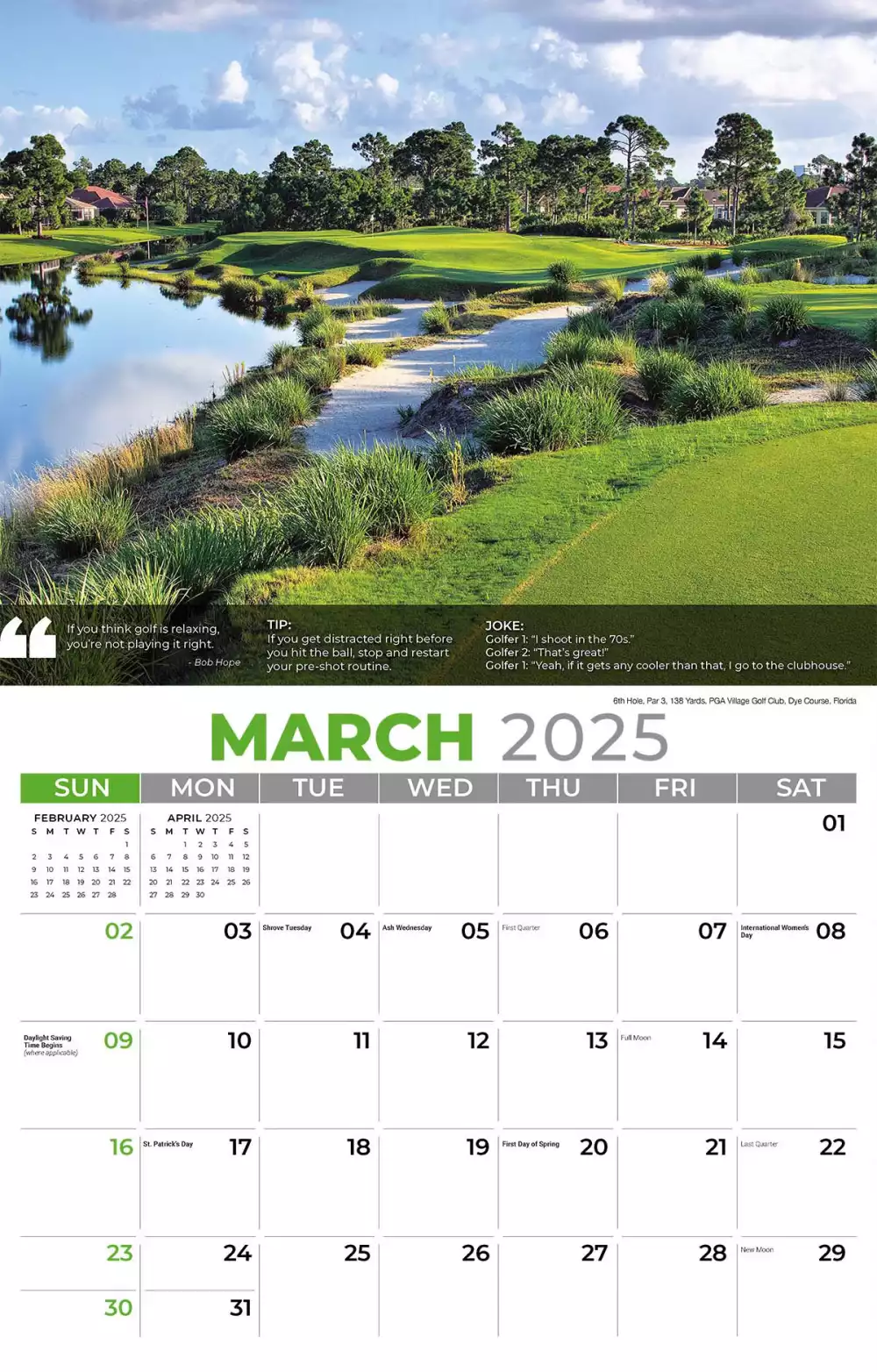Calendrier mural Galleria 2025 Conseils de golf