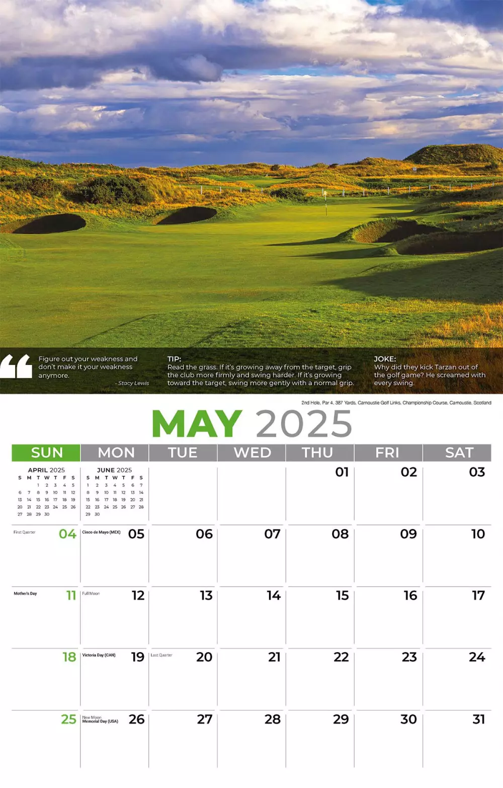Calendrier mural Galleria 2025 Conseils de golf