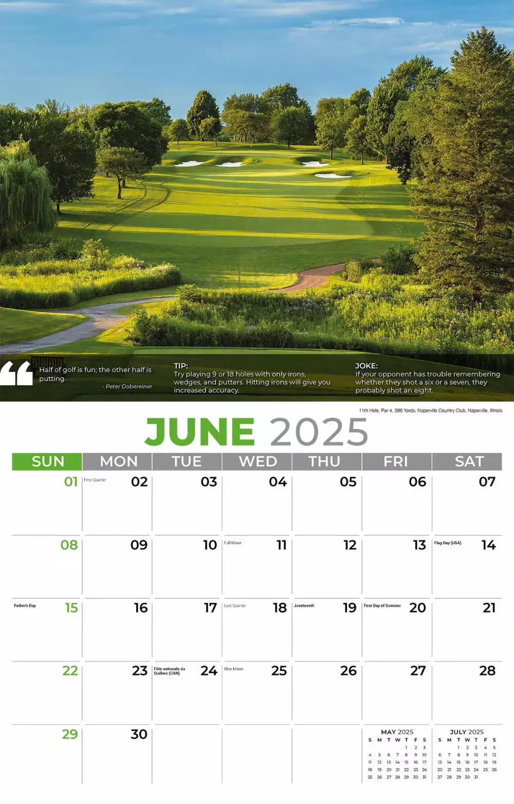 Calendrier mural Galleria 2025 Conseils de golf