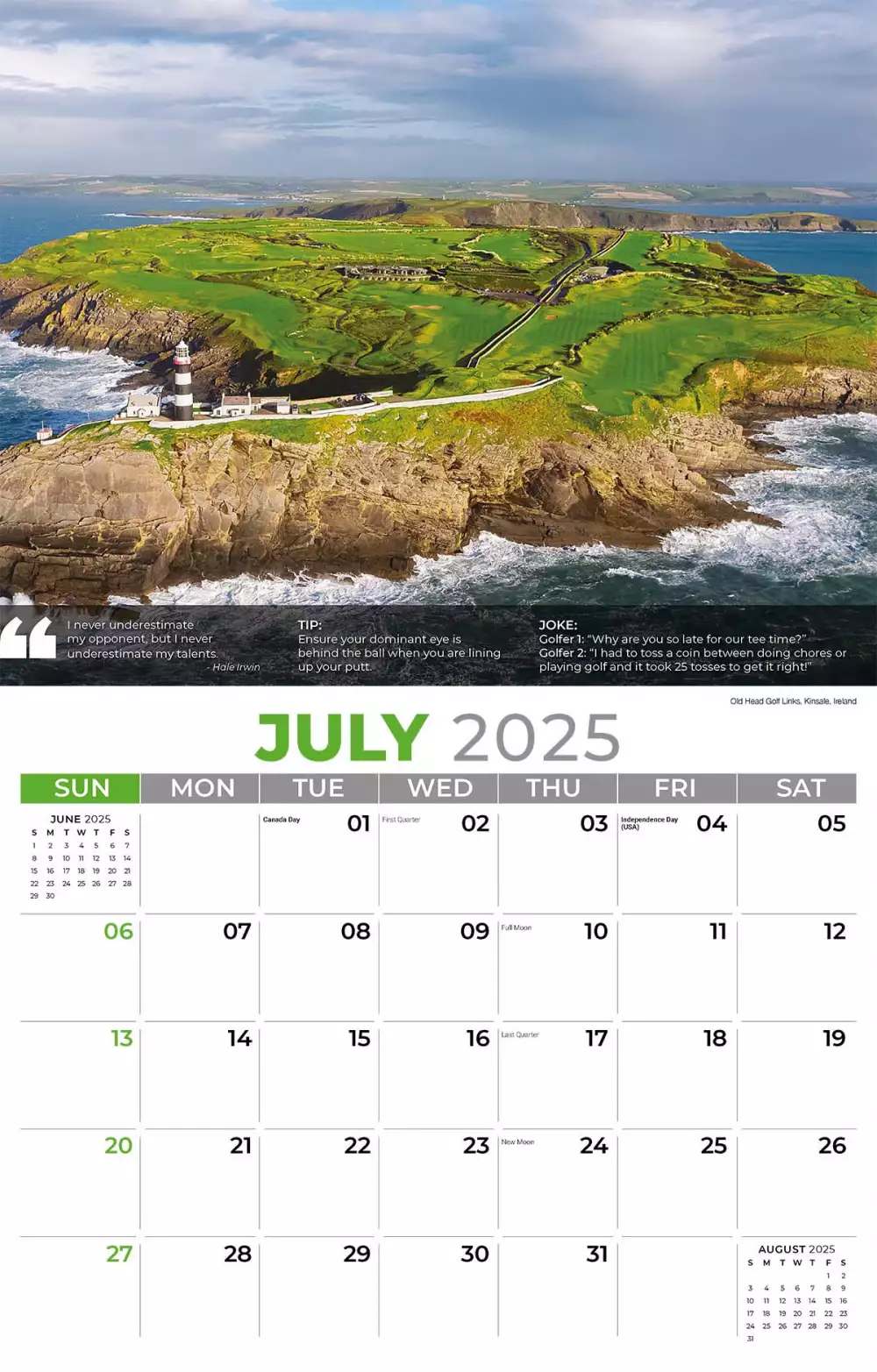 Calendrier mural Galleria 2025 Conseils de golf
